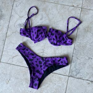 Retro Cheeky Purple Cow Print Bikini